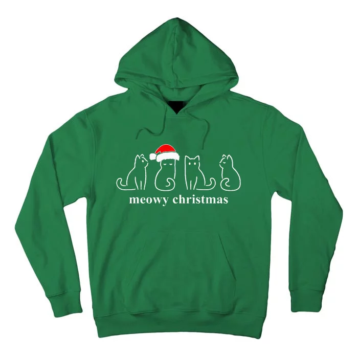 Meowy Catmas Cat Christmas Cute Kitten Cats Santa Hat Xmas Tall Hoodie