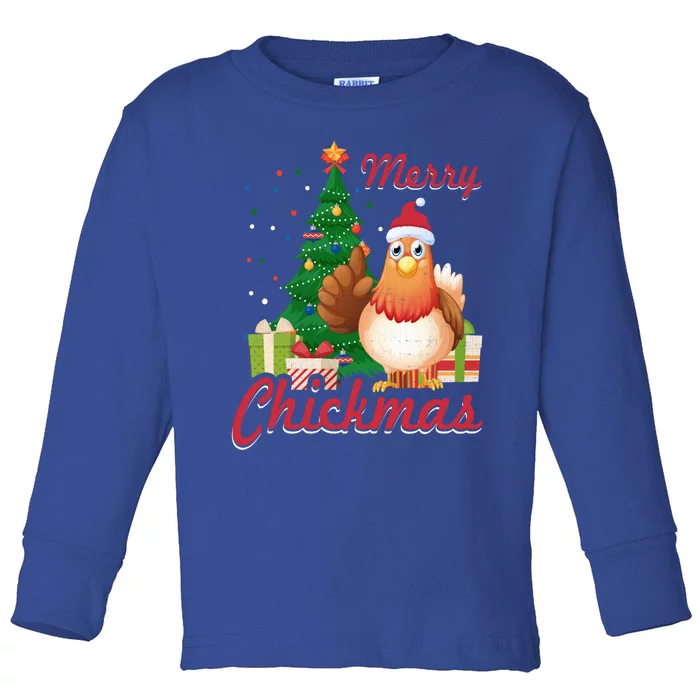 Merry Chickmas Chicken Christmas Funny Gift Xmas Gift Meaningful Gift Toddler Long Sleeve Shirt