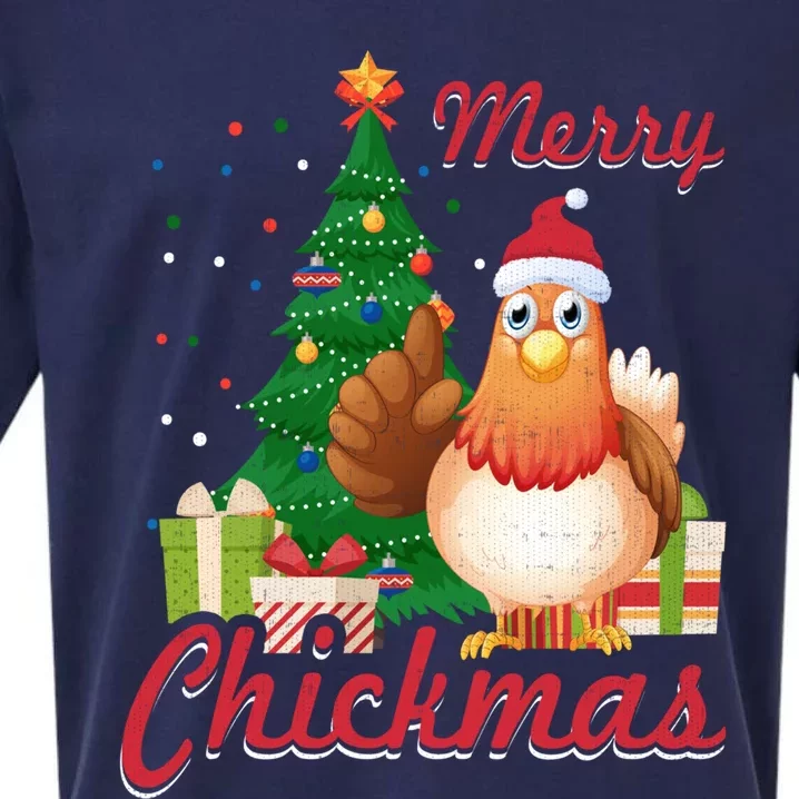 Merry Chickmas Chicken Christmas Funny Gift Xmas Gift Meaningful Gift Sueded Cloud Jersey T-Shirt