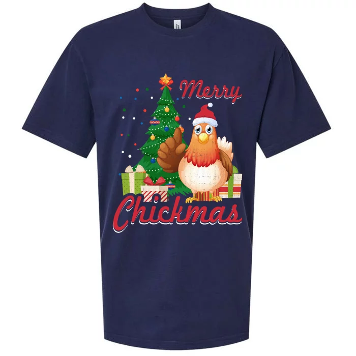 Merry Chickmas Chicken Christmas Funny Gift Xmas Gift Meaningful Gift Sueded Cloud Jersey T-Shirt