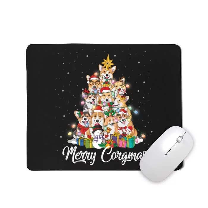 Merry Corgmas Corgi Christmas Tree Fairy Lights Dog Lover Funny Gift Mousepad