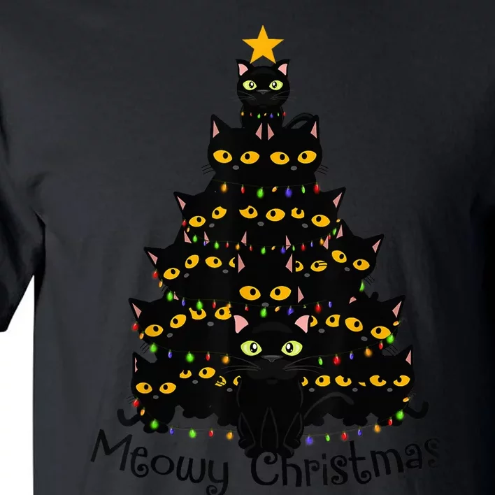 Meowy Cat Christmas Tree Shirt  Wo Tee Plus Size Tall T-Shirt