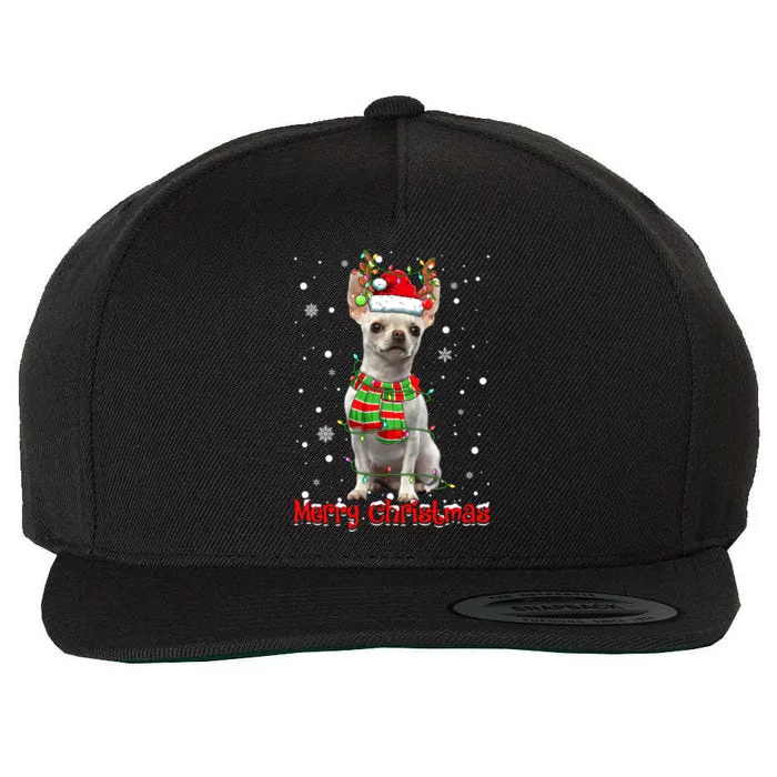 Merry Christmas Cute Chihuahua Dog Xmas Lights Pajama Great Gift Wool Snapback Cap