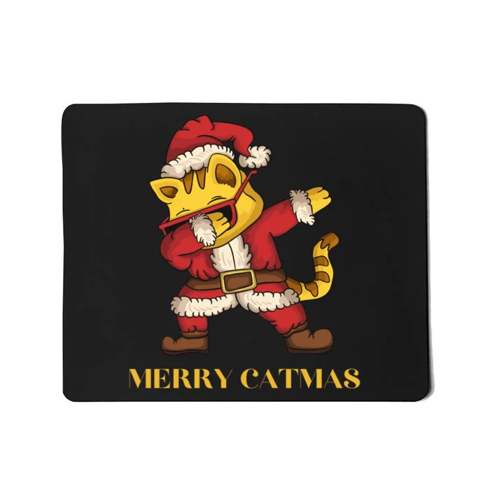 Merry Catmas - Christmas Cat in Santa Outfit. Cat Lovers Mousepad