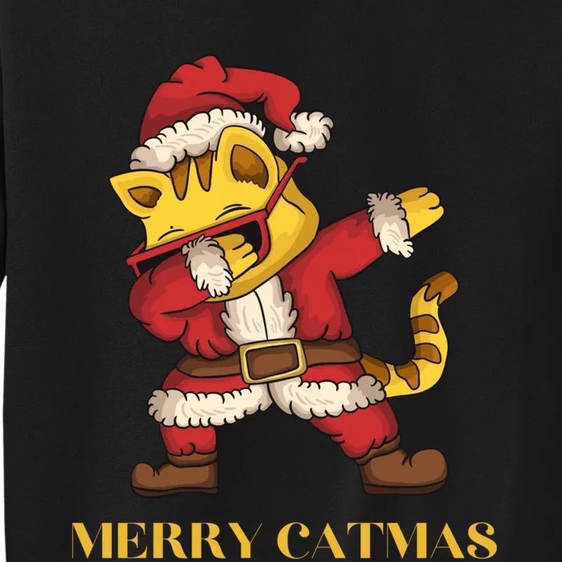 Merry Catmas - Christmas Cat in Santa Outfit. Cat Lovers Tall Sweatshirt