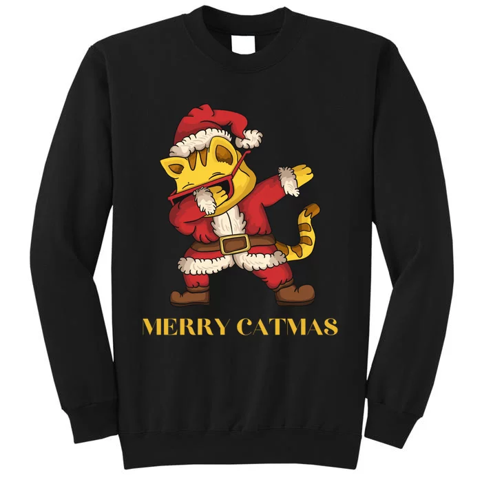 Merry Catmas - Christmas Cat in Santa Outfit. Cat Lovers Tall Sweatshirt