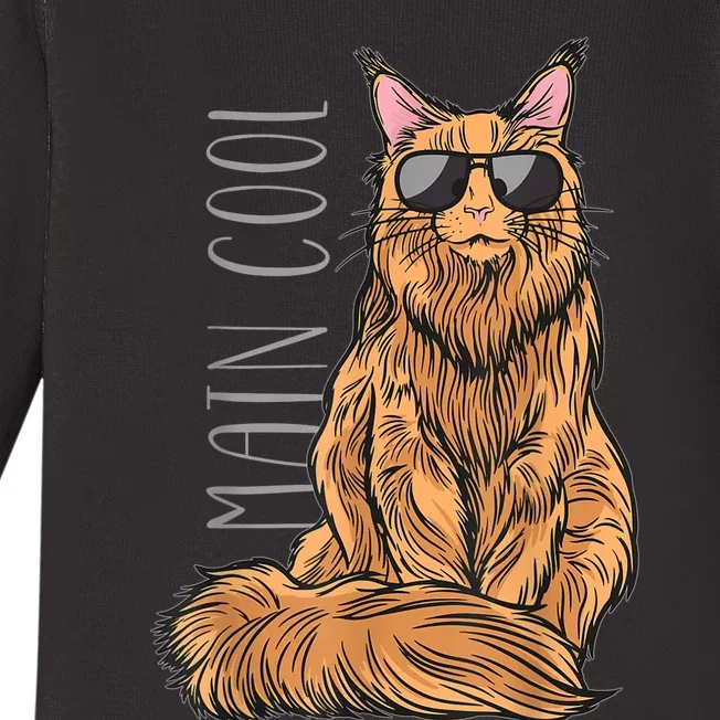 Maine Coon Cat Main Cool Baby Long Sleeve Bodysuit