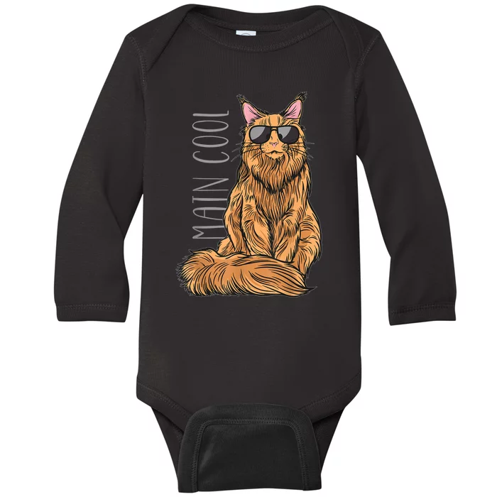 Maine Coon Cat Main Cool Baby Long Sleeve Bodysuit