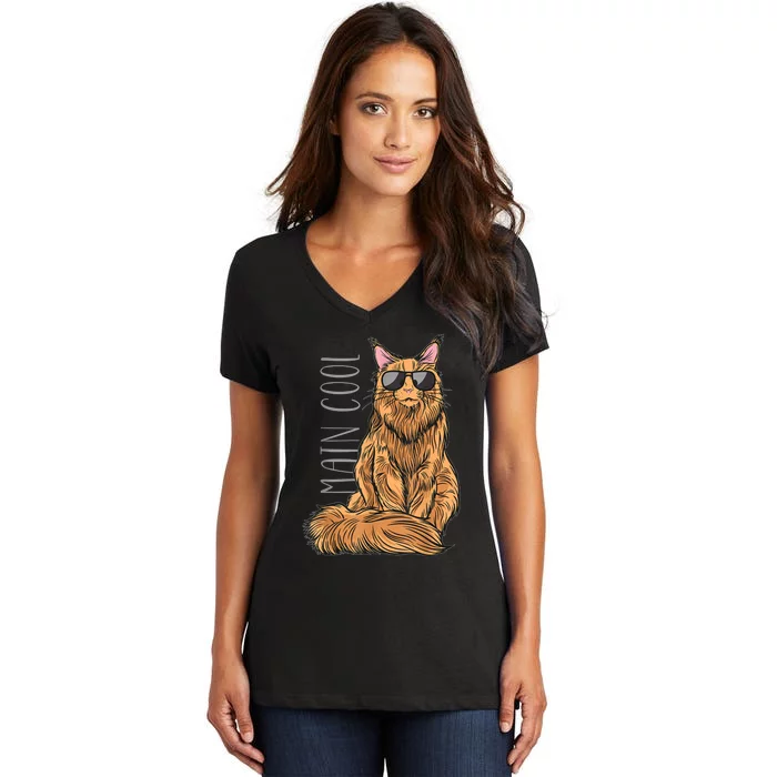 Maine Coon Cat Main Cool Women's V-Neck T-Shirt