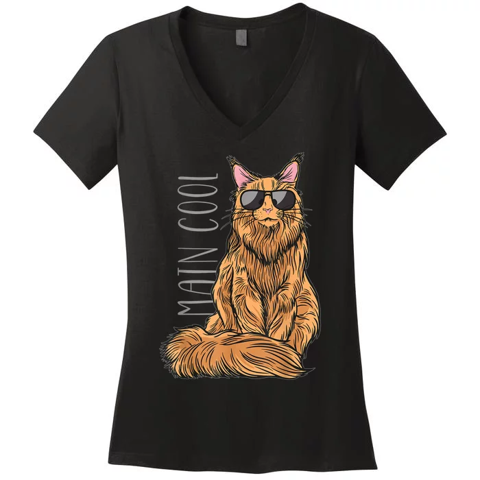 Maine Coon Cat Main Cool Women's V-Neck T-Shirt