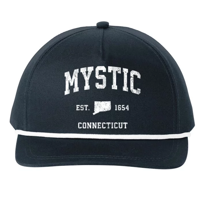 Mystic Connecticut Ct Vintage Athletic Sports Snapback Five-Panel Rope Hat