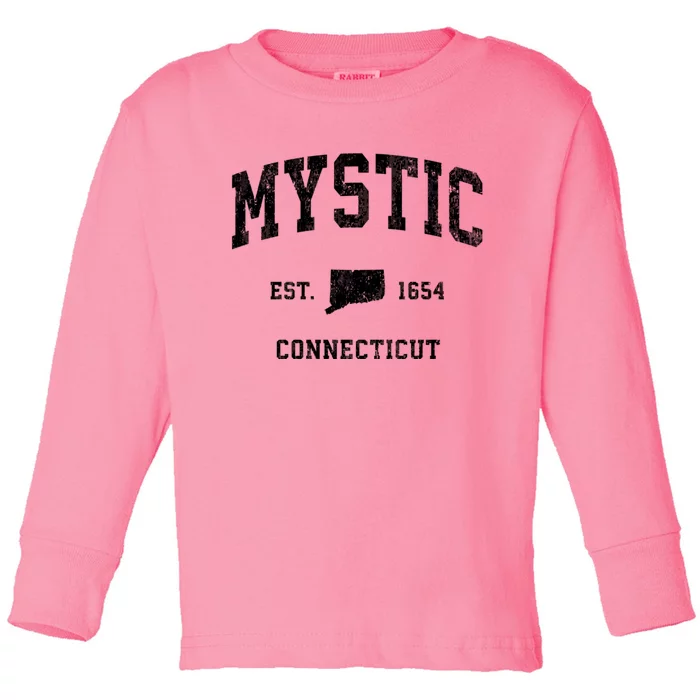 Mystic Connecticut Ct Vintage Athletic Sports Toddler Long Sleeve Shirt