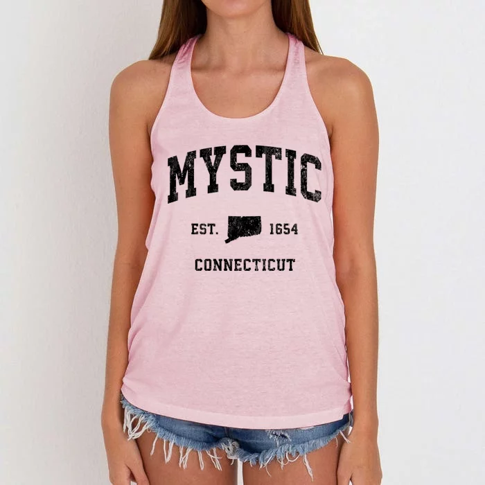 Mystic Connecticut Ct Vintage Athletic Sports Women's Knotted Racerback Tank