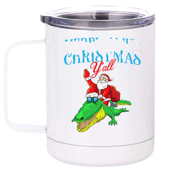 Merry Cajun Christmas Yall Funny Louisiana Bayou Xmas Front & Back 12oz Stainless Steel Tumbler Cup