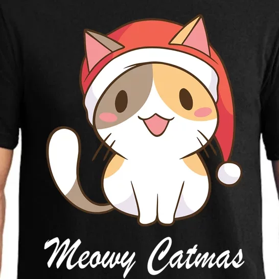 Meowy Catmas Christmas Hat Cute Cat Christmas Cool Gift Pajama Set