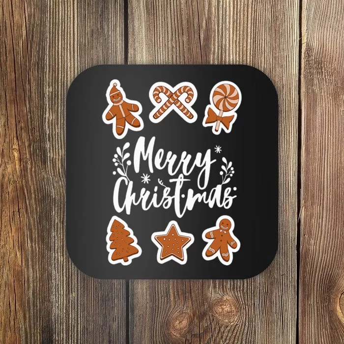 Merry Christmas Cookies Gingerbread Man Tree Baking Cute Coaster