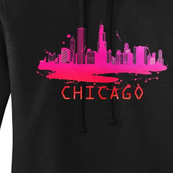 Modern Chicago Cityscape Souvenir Chicago Skyline Women's Pullover Hoodie