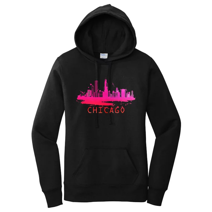 Modern Chicago Cityscape Souvenir Chicago Skyline Women's Pullover Hoodie