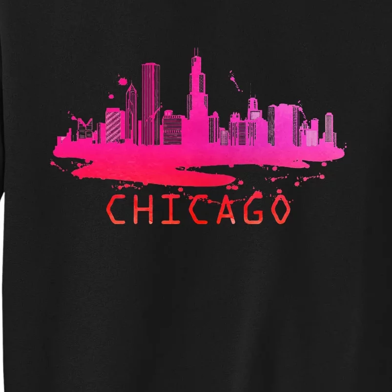 Modern Chicago Cityscape Souvenir Chicago Skyline Tall Sweatshirt