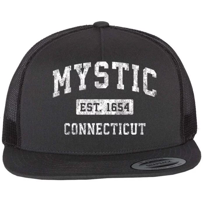 Mystic Connecticut Ct Vintage Established Sports Flat Bill Trucker Hat