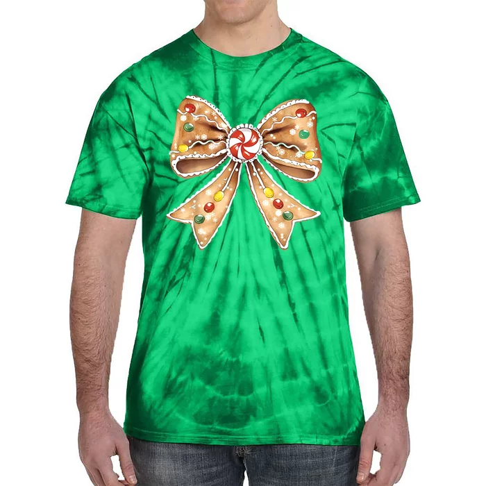 Merry Christmas Coquette Bow Xmas Candy Girl Gift Tie-Dye T-Shirt