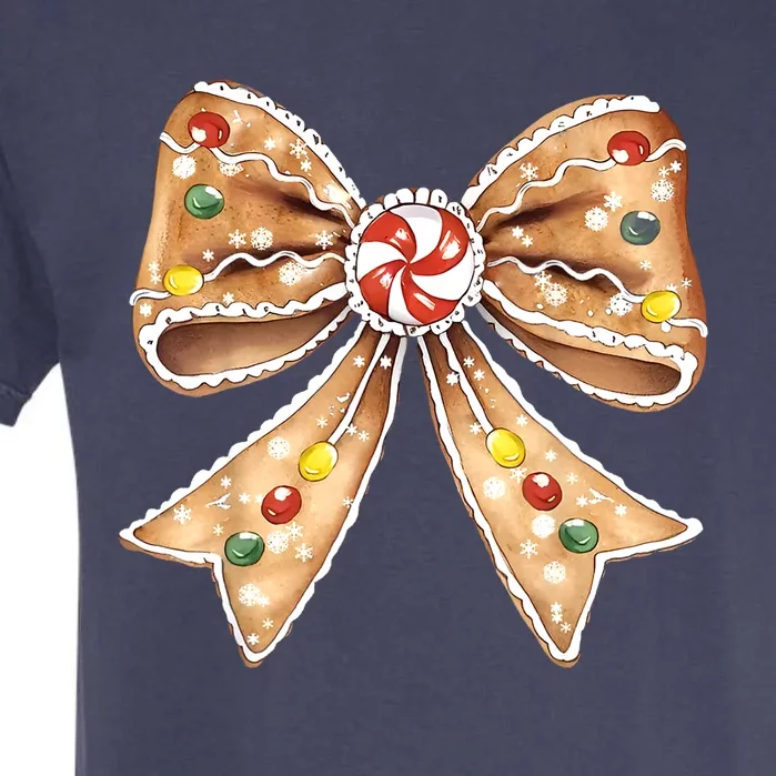 Merry Christmas Coquette Bow Xmas Candy Girl Gift Garment-Dyed Heavyweight T-Shirt