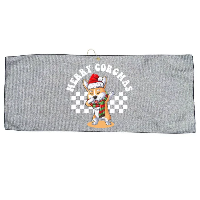 Merry Corgmas Christmas Dabbing Corgi Dog Mom Xmas Gift Large Microfiber Waffle Golf Towel