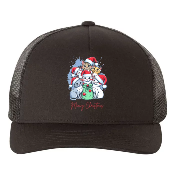 Meowy Christmas Cat Lover Holiday Yupoong Adult 5-Panel Trucker Hat