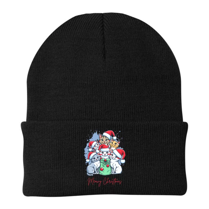 Meowy Christmas Cat Lover Holiday Knit Cap Winter Beanie