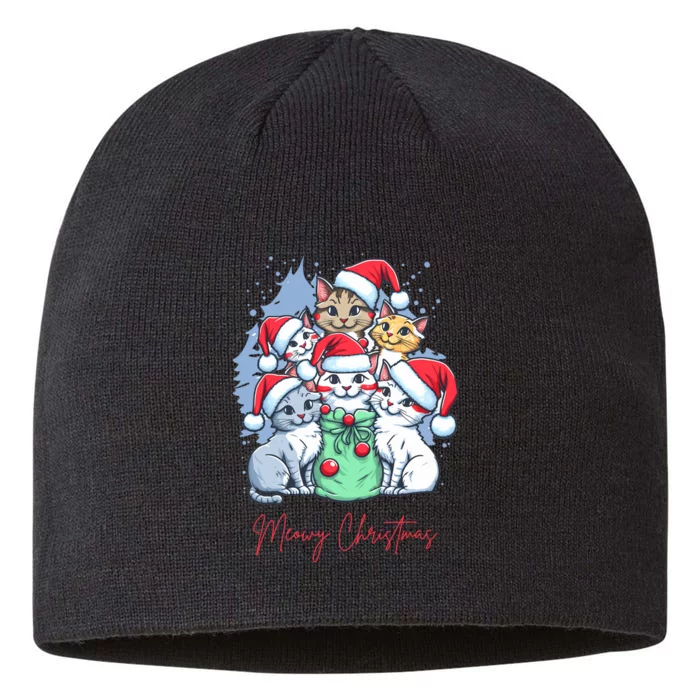 Meowy Christmas Cat Lover Holiday 8 1/2in Sustainable Knit Beanie