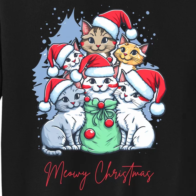 Meowy Christmas Cat Lover Holiday Tall Sweatshirt