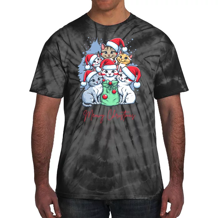 Meowy Christmas Cat Lover Holiday Tie-Dye T-Shirt