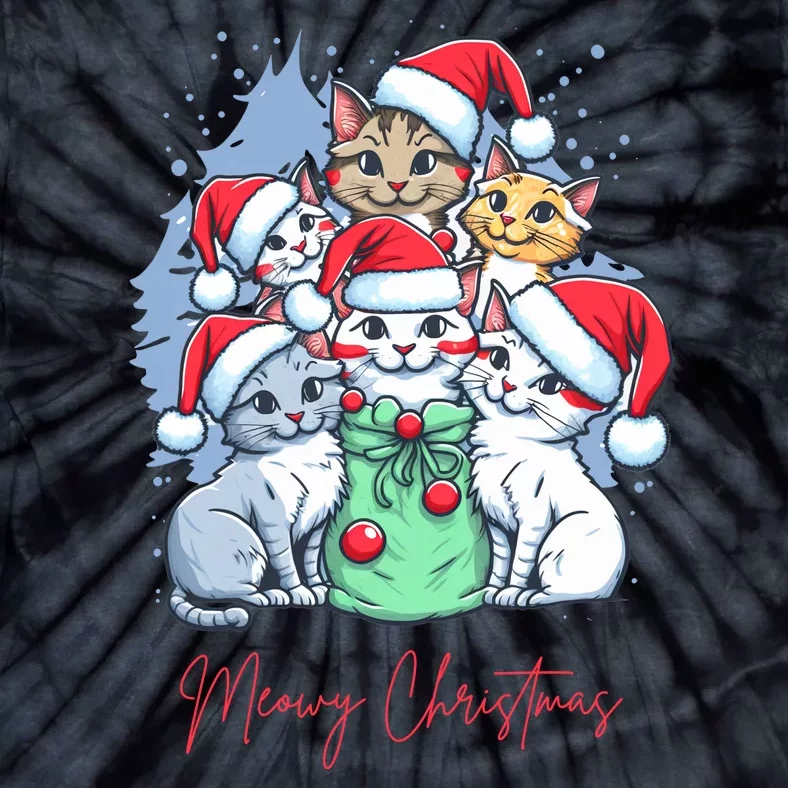 Meowy Christmas Cat Lover Holiday Tie-Dye T-Shirt