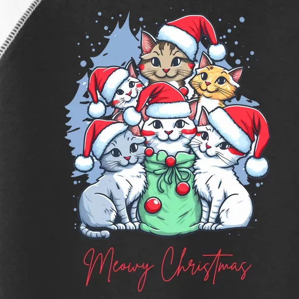 Meowy Christmas Cat Lover Holiday Toddler Fine Jersey T-Shirt