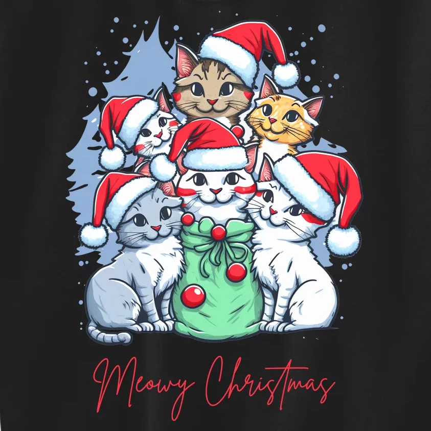 Meowy Christmas Cat Lover Holiday Kids Sweatshirt