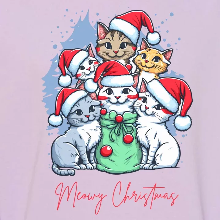 Meowy Christmas Cat Lover Holiday Garment-Dyed Sweatshirt