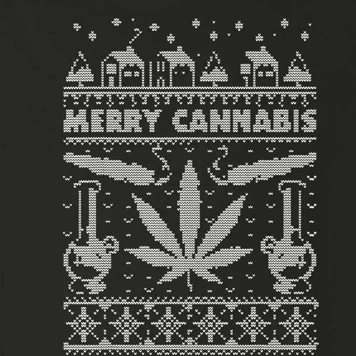 Merry Cannabis Christmas Ugly Sweater Weed Lover Present Toddler Long Sleeve Shirt