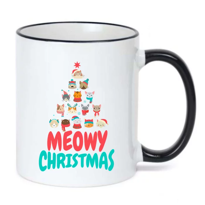 Meowy Christmas Cat Xmas Tree Black Color Changing Mug