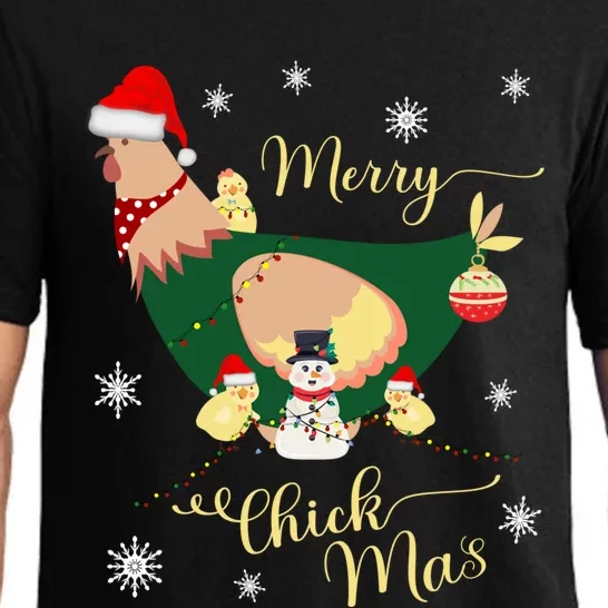 Merry Chickmas Chicken Family Holiday With Funny Snow Gift Pajama Set