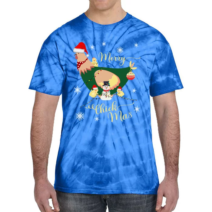 Merry Chickmas Chicken Family Holiday With Funny Snow Gift Tie-Dye T-Shirt