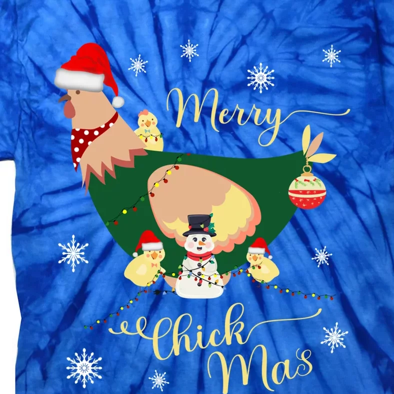 Merry Chickmas Chicken Family Holiday With Funny Snow Gift Tie-Dye T-Shirt