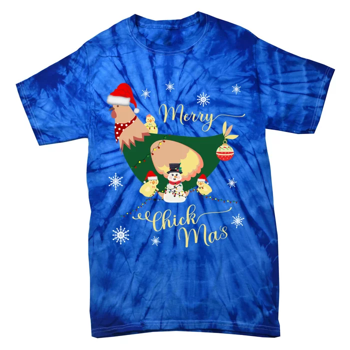 Merry Chickmas Chicken Family Holiday With Funny Snow Gift Tie-Dye T-Shirt