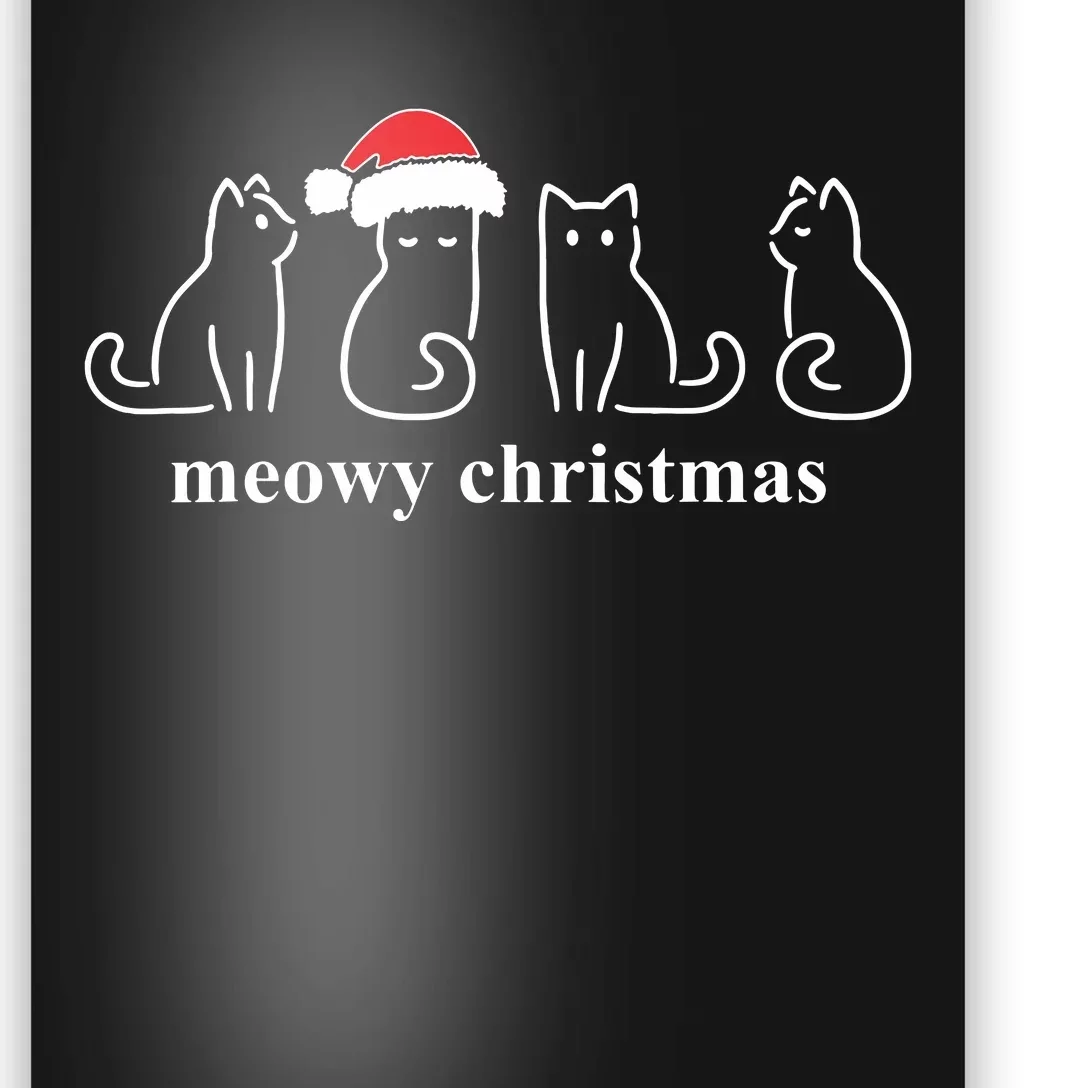 Meowy Catmas Cat Christmas Cute Kitten Cats Santa Hat Xmas Poster