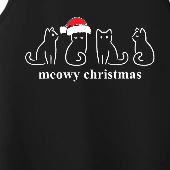 Meowy Catmas Cat Christmas Cute Kitten Cats Santa Hat Xmas Performance Tank