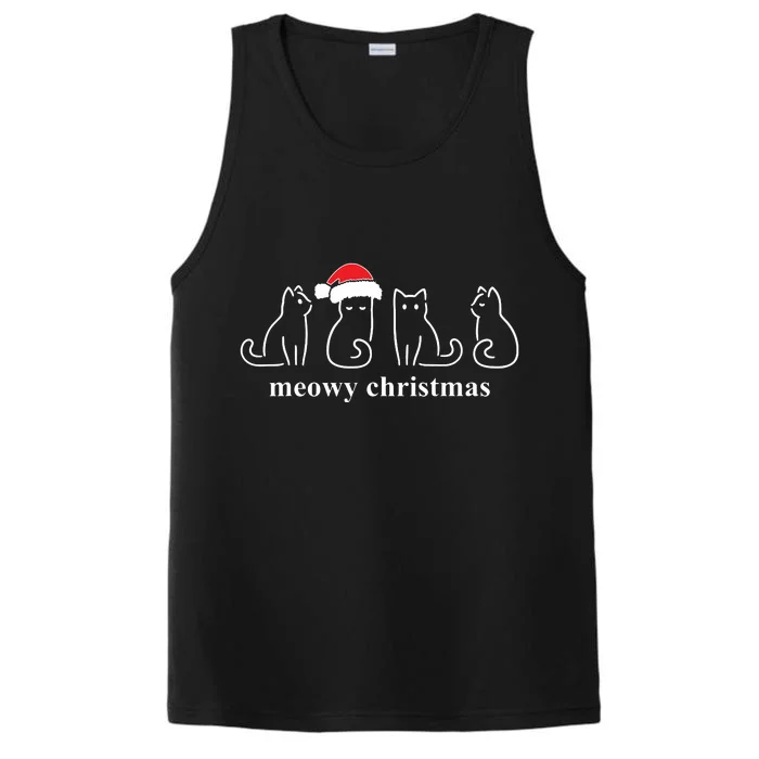 Meowy Catmas Cat Christmas Cute Kitten Cats Santa Hat Xmas Performance Tank