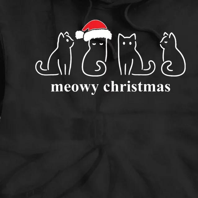 Meowy Catmas Cat Christmas Cute Kitten Cats Santa Hat Xmas Tie Dye Hoodie