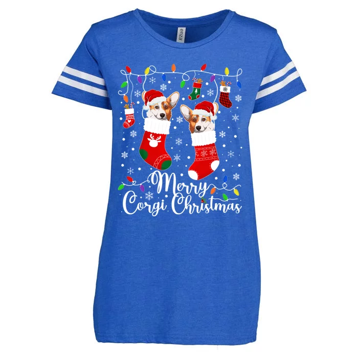 Merry Corgi Christmas Corgi Xmas Party Corgi Gift Enza Ladies Jersey Football T-Shirt