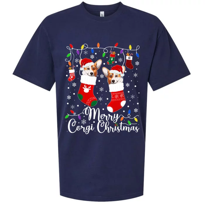 Merry Corgi Christmas Corgi Xmas Party Corgi Gift Sueded Cloud Jersey T-Shirt