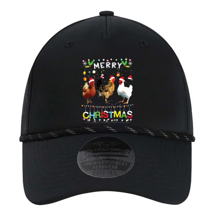 Merry Christmas Chicken Shirts Santa Hat Lights Xmas Funny Performance The Dyno Cap