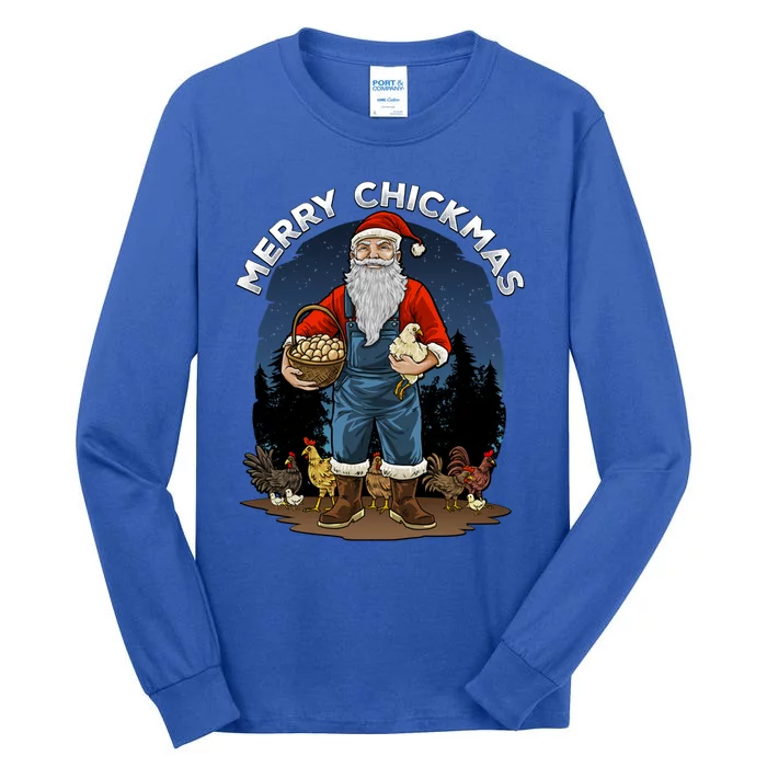 Merry Chickmas Chicken Funny Farmer Farming Christmas Santa Gift Tall Long Sleeve T-Shirt